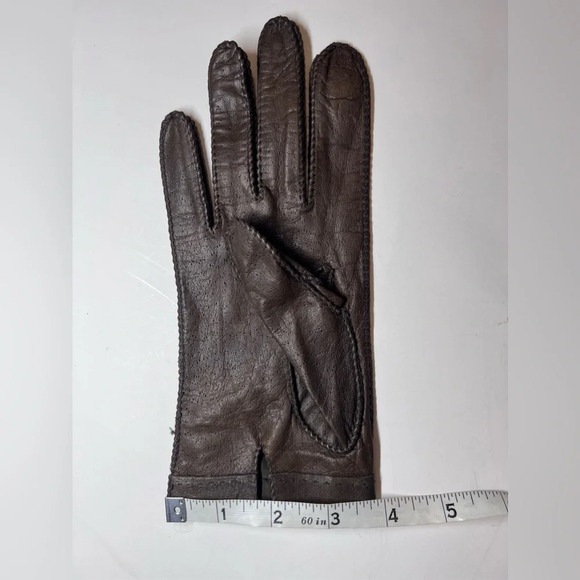 Genuine Leather Brown Winter Gloves - Picture 7 of 8